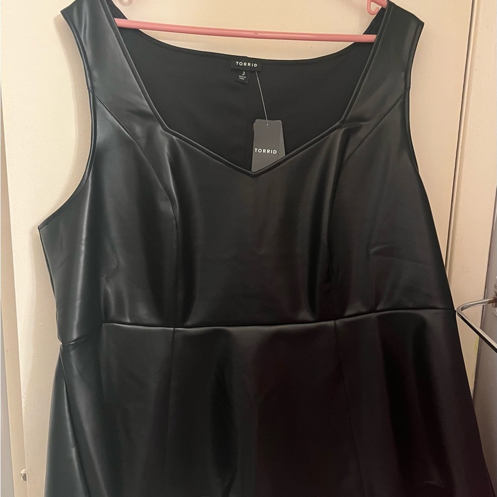 Torrid Black V-Neck Faux Leather Top